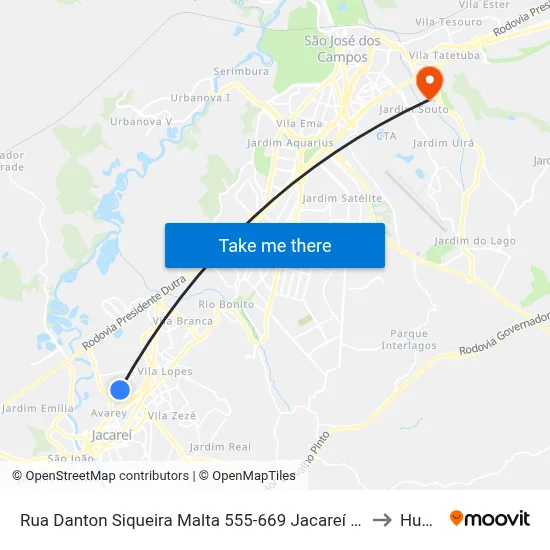 Rua Danton Siqueira Malta 555-669 Jacareí - SP 12328-400 República Federativa Do Brasil to Humanitas map