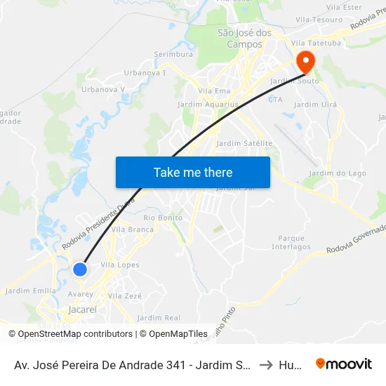 Av. José Pereira De Andrade 341 - Jardim Santa Maria Jacareí - SP 12328-290 Brasil to Humanitas map