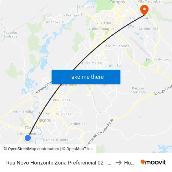 Rua Novo Horizonte Zona Preferencial 02 - Zap 2 A Jacareí - São Paulo 12323 Brasil to Humanitas map