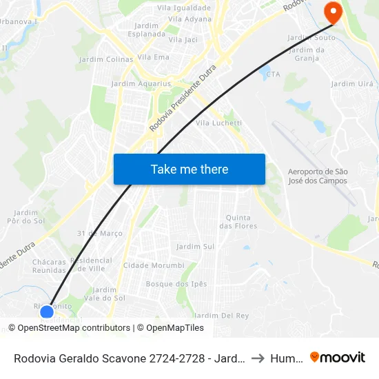 Rodovia Geraldo Scavone 2724-2728 - Jardim Califórnia Jacareí - SP Brasil to Humanitas map
