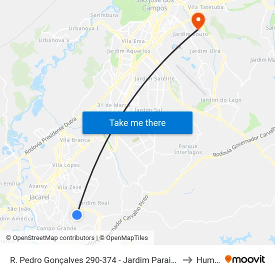 R. Pedro Gonçalves 290-374 - Jardim Paraiso Jacareí - SP 12316-220 Brasil to Humanitas map