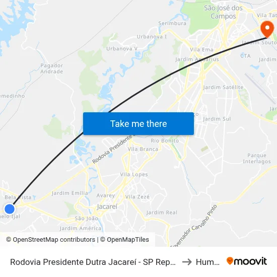 Rodovia Presidente Dutra Jacareí - SP República Federativa Do Brasil to Humanitas map