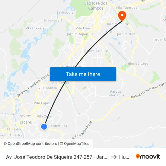 Av. José Teodoro De Siqueira 247-257 - Jardim Maria Amelia Jacareí - SP Brasil to Humanitas map