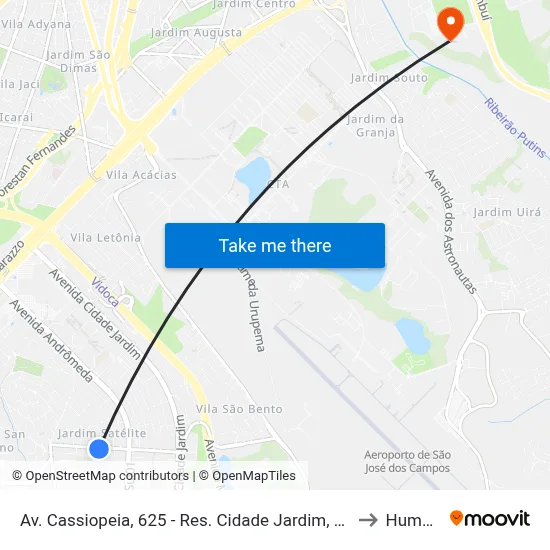Av. Cassiopeia, 625 - Res. Cidade Jardim, São José Dos Campos to Humanitas map