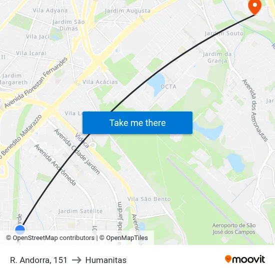 R. Andorra, 151 to Humanitas map
