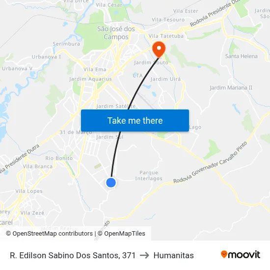 R. Edilson Sabino Dos Santos, 371 to Humanitas map