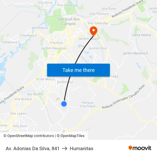 Av. Adonias Da Silva, 841 to Humanitas map