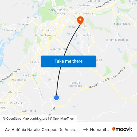 Av. Antônia Natalia Campos De Assis, 347 to Humanitas map