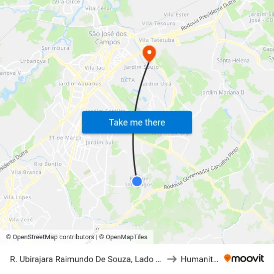 R. Ubirajara Raimundo De Souza, Lado 294 to Humanitas map