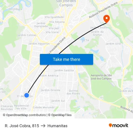 R. José Cobra, 815 to Humanitas map