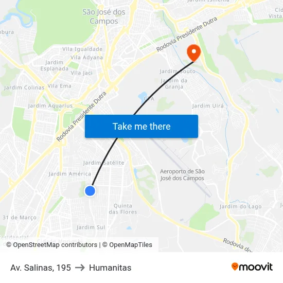 Av. Salinas, 195 to Humanitas map