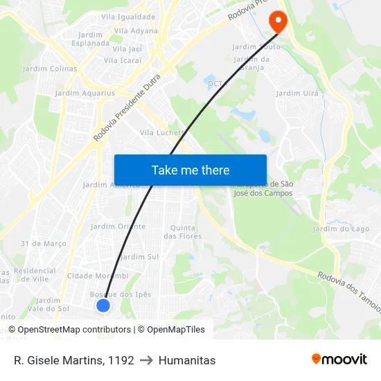 R. Gisele Martins, 1192 to Humanitas map