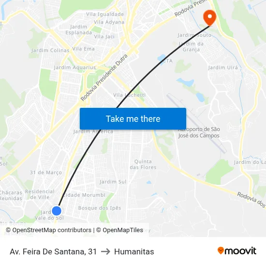 Av. Feira De Santana, 31 to Humanitas map