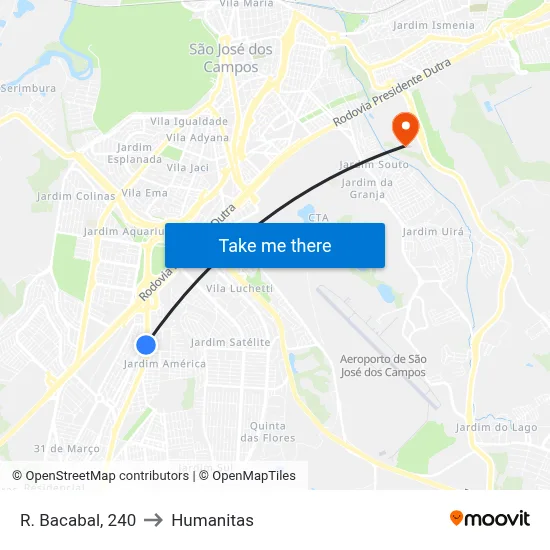 R. Bacabal, 240 to Humanitas map