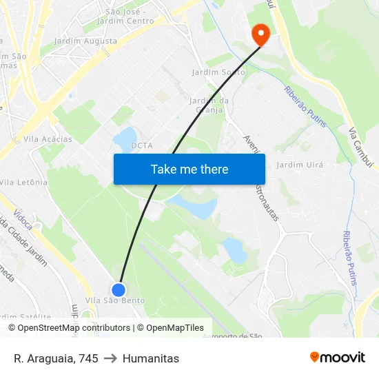 R. Araguaia, 745 to Humanitas map