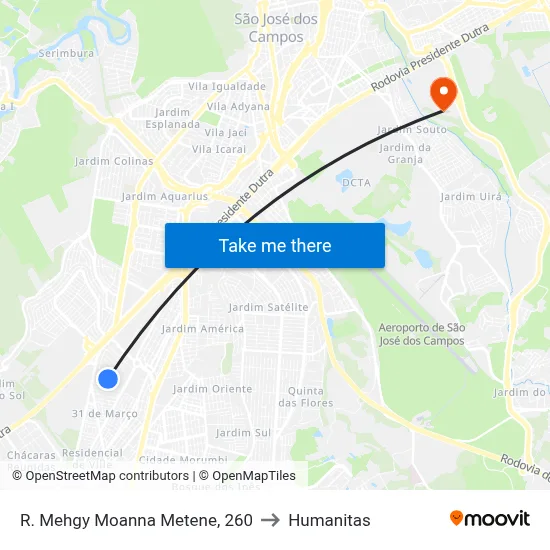 R. Mehgy Moanna Metene, 260 to Humanitas map