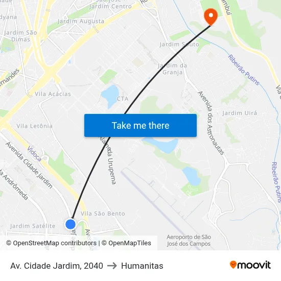 Av. Cidade Jardim, 2040 to Humanitas map