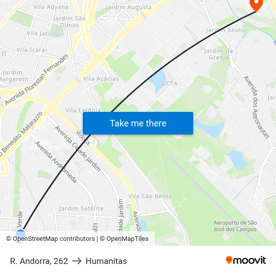 R. Andorra, 262 to Humanitas map