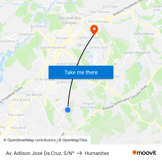 Av. Adilson José Da Cruz, S/Nº to Humanitas map