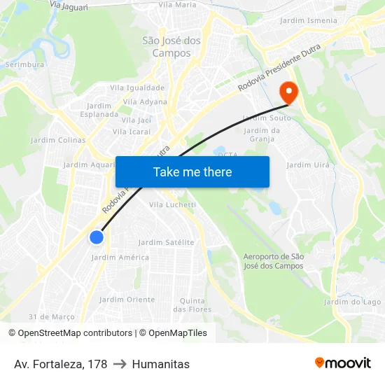 Av. Fortaleza, 178 to Humanitas map