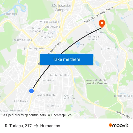 R. Turiaçu, 217 to Humanitas map