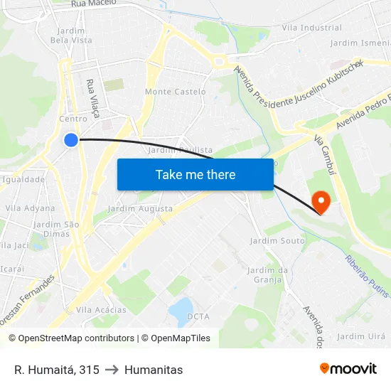 R. Humaitá, 315 to Humanitas map