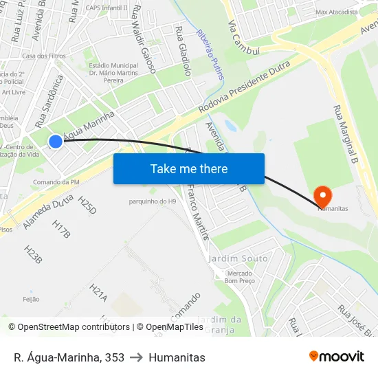 R. Água-Marinha, 353 to Humanitas map