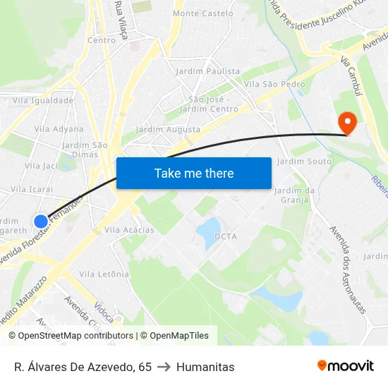 R. Álvares De Azevedo, 65 to Humanitas map