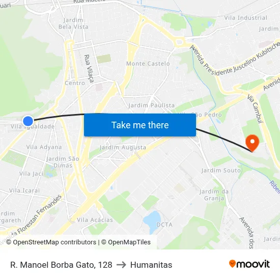 R. Manoel Borba Gato, 128 to Humanitas map