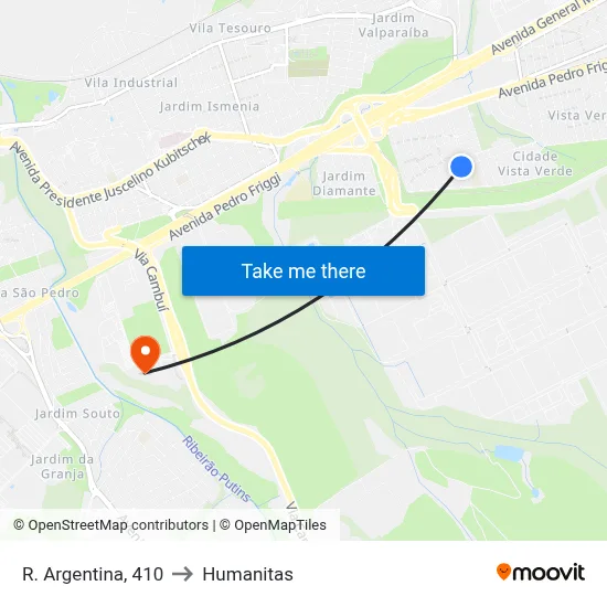 R. Argentina, 410 to Humanitas map