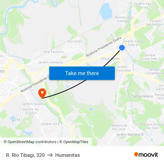 R. Rio Tibagi, 320 to Humanitas map
