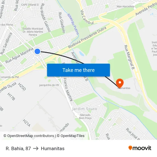 R. Bahia, 87 to Humanitas map