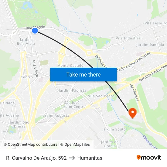 R. Carvalho De Araújo, 592 to Humanitas map