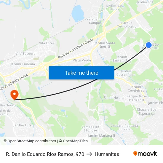 R. Danilo Eduardo Rios Ramos, 970 to Humanitas map