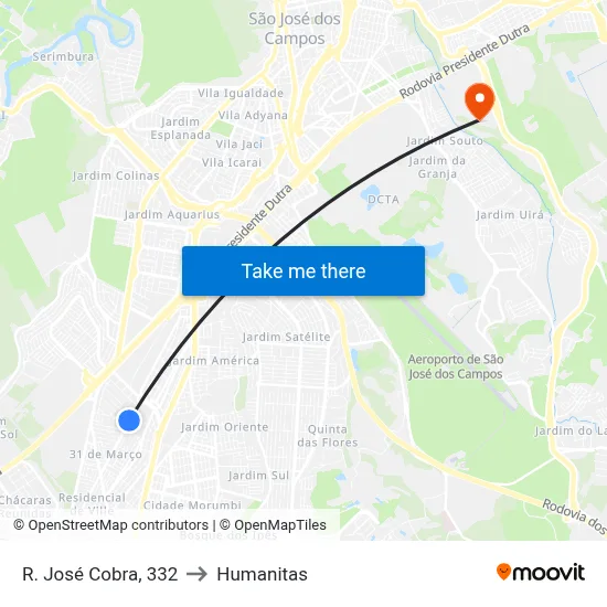 R. José Cobra, 332 to Humanitas map