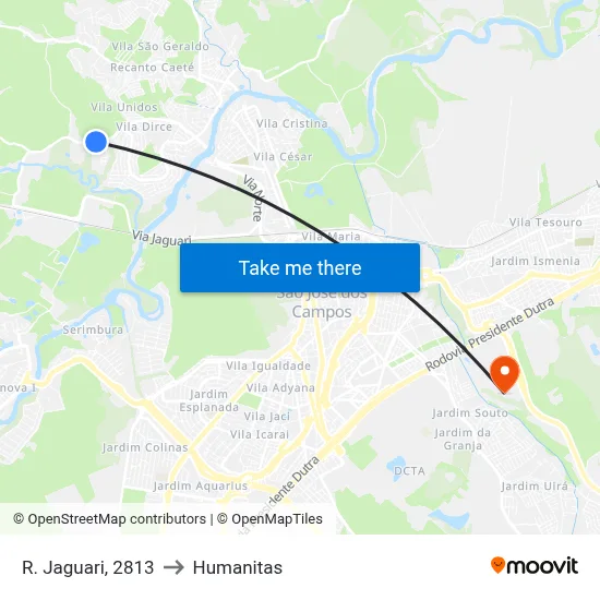R. Jaguari, 2813 to Humanitas map