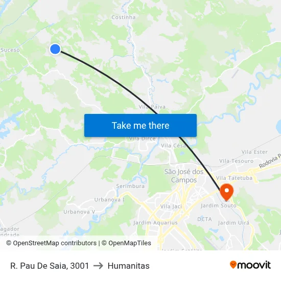 R. Pau De Saia, 3001 to Humanitas map