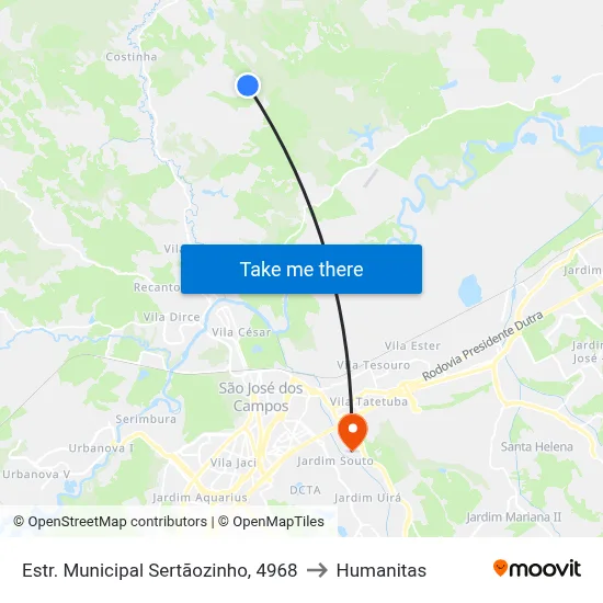 Estr. Municipal Sertãozinho, 4968 to Humanitas map
