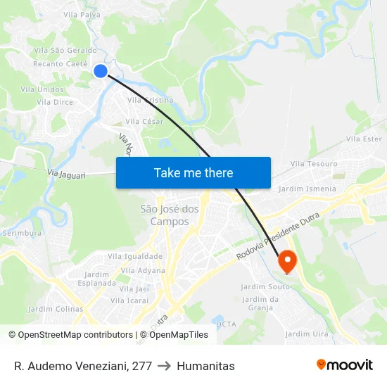 R. Audemo Veneziani, 277 to Humanitas map