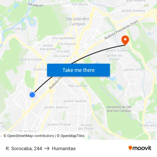 R. Sorocaba, 244 to Humanitas map