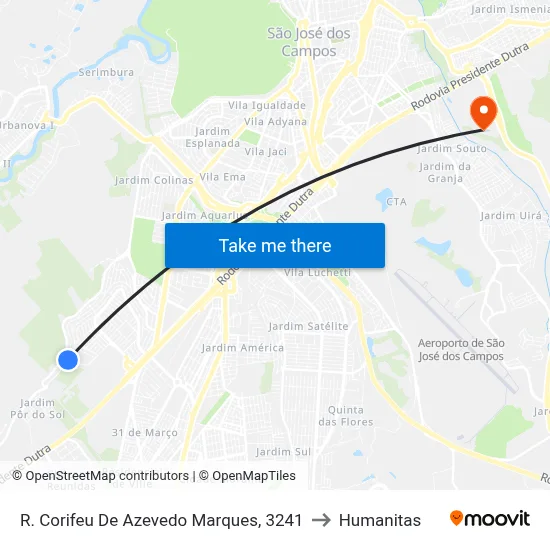 R. Corifeu De Azevedo Marques, 3241 to Humanitas map