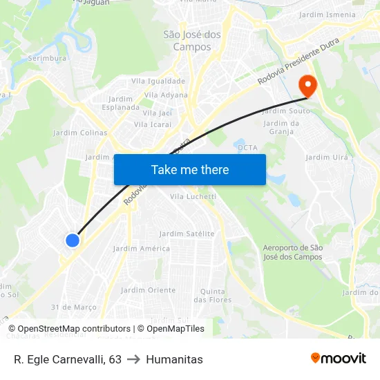 R. Egle Carnevalli, 63 to Humanitas map