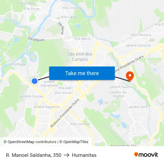 R. Manoel Saldanha, 350 to Humanitas map