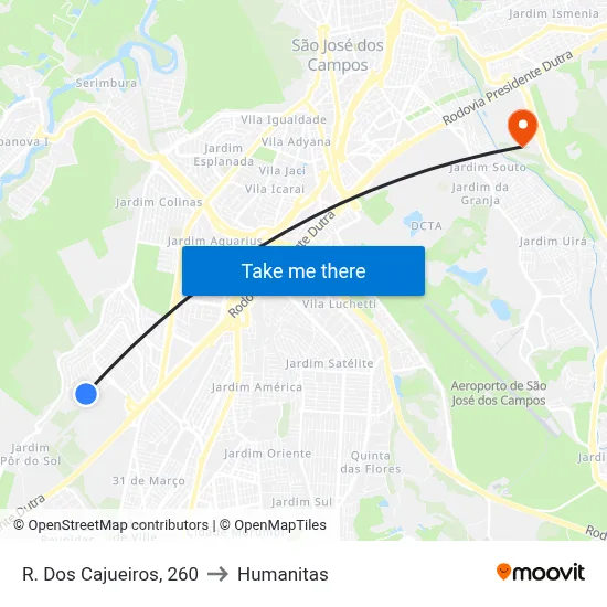 R. Dos Cajueiros, 260 to Humanitas map