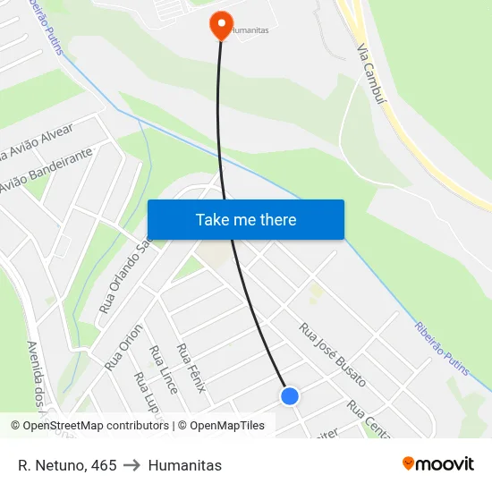 R. Netuno, 465 to Humanitas map