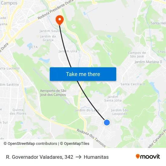 R. Governador Valadares, 342 to Humanitas map