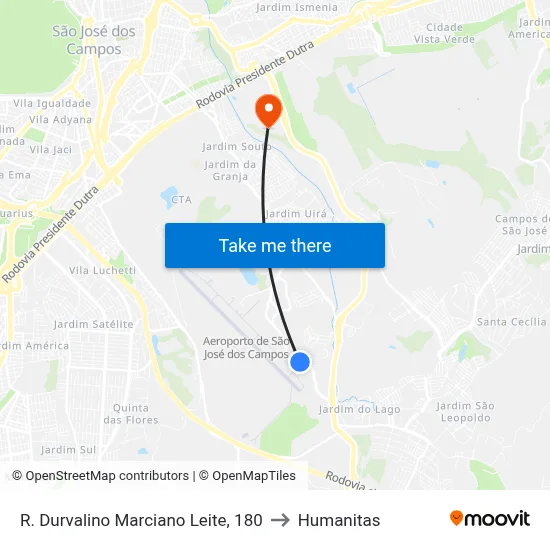 R. Durvalino Marciano Leite, 180 to Humanitas map
