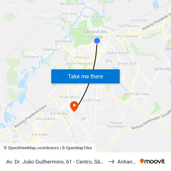 Av. Dr. João Guilhermino, 61 - Centro, São José Dos Campos to Anhanguera map