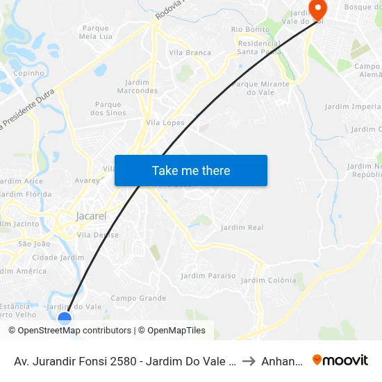 Av. Jurandir Fonsi 2580 - Jardim Do Vale Jacareí - SP Brasil to Anhanguera map