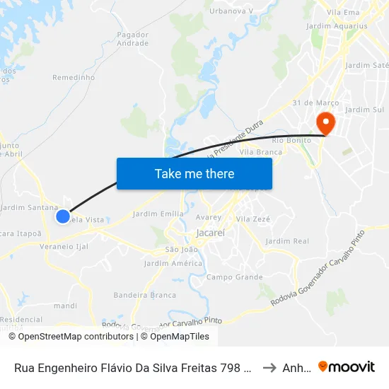 Rua Engenheiro Flávio Da Silva Freitas 798 Jacareí - SP 12330-170 República Federativa Do Brasil to Anhanguera map